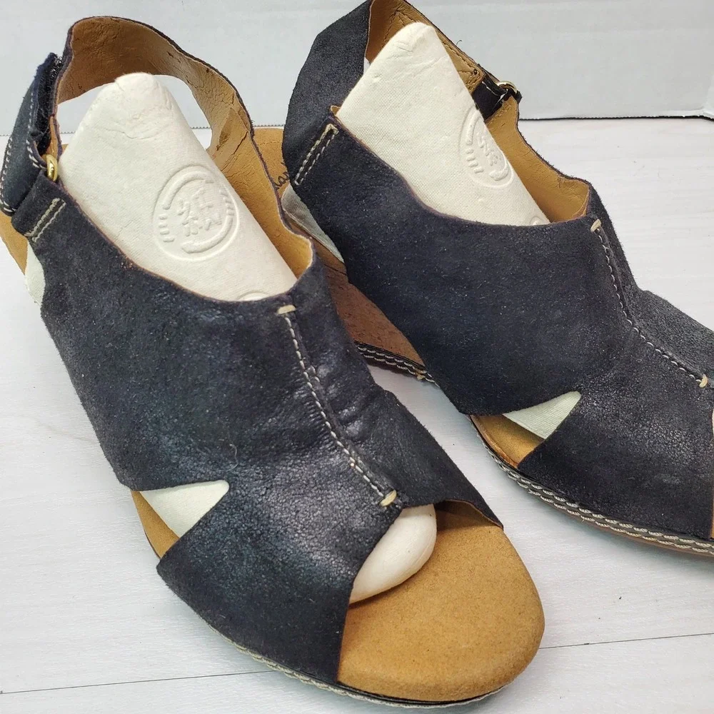Collection By Clarks Cushion Soft Summer Sandals Size 9 Black Leather Fast Ship‎